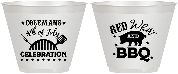 Custom 4th Of July 9 oz Wine Frosted Cups - Red White Bbq | 220008
