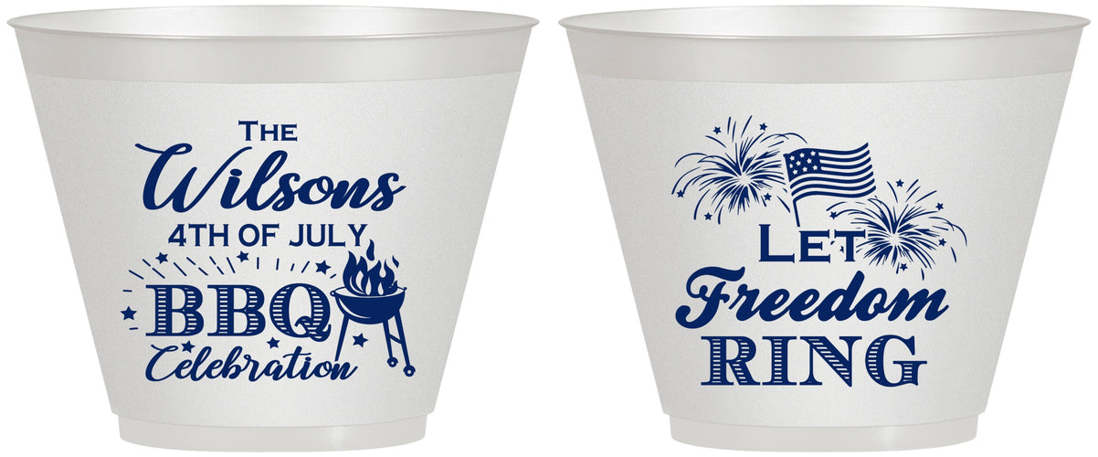 Custom 4th Of July 9 oz Wine Frosted Cups - Bbq Fireworks | 220009