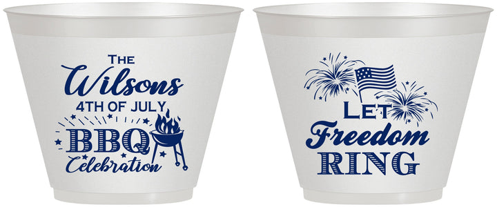 Custom 4th Of July 9 oz Wine Frosted Cups - Bbq Fireworks | 220009