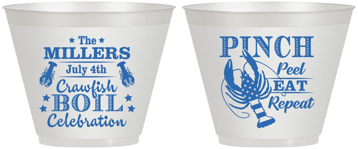 Custom 4th Of July 9 oz Wine Frosted Cups - Pink Peel Crawfish | 220011