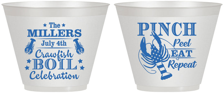 Custom 4th Of July 9 oz Wine Frosted Cups - Pink Peel Crawfish | 220011