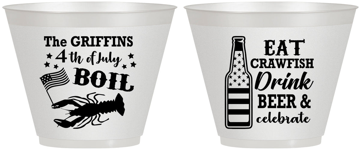 Custom 4th Of July 9 oz Wine Frosted Cups - Crawfish Boil | 220012