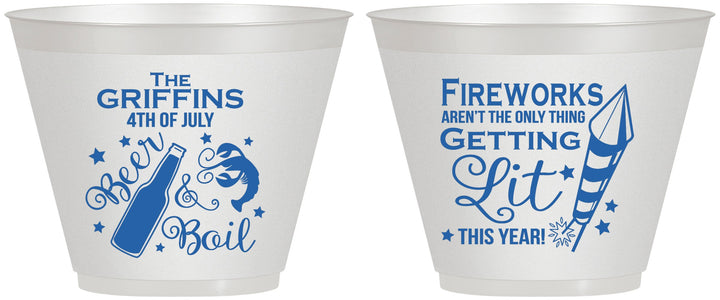 Custom 4th Of July 9 oz Wine Frosted Cups - Beach Red White Blue | 220019