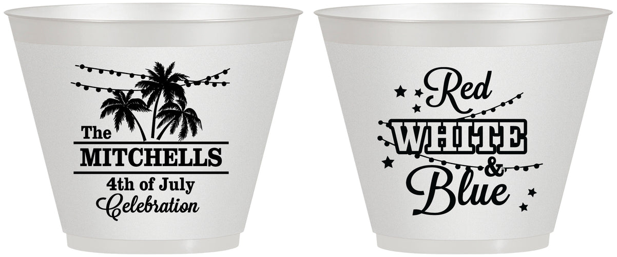 Custom 4th Of July 9 oz Wine Frosted Cups - Beach Stars Stripes | 220020