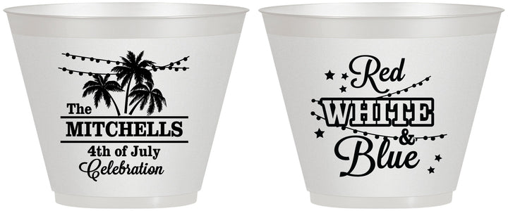 Custom 4th Of July 9 oz Wine Frosted Cups - Beach Stars Stripes | 220020