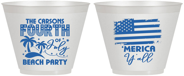 Custom 4th Of July 9 oz Wine Frosted Cups - Beach Merica Yall | 220027