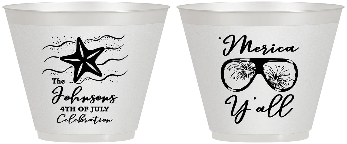 Custom 4th Of July 9 oz Wine Frosted Cups - Beach Merica Yall | 220028