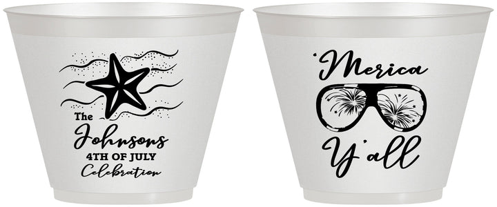 Custom 4th Of July 9 oz Wine Frosted Cups - Beach Merica Yall | 220028