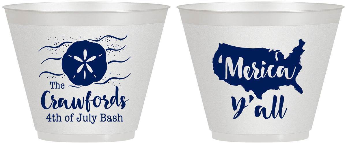 Custom 4th Of July 9 oz Wine Frosted Cups - Beach Merica Yall | 220029