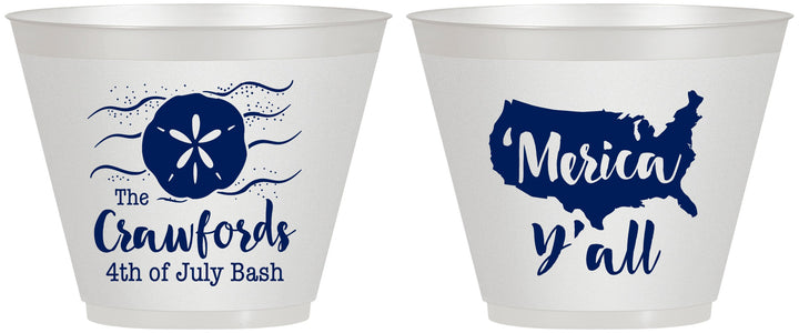 Custom 4th Of July 9 oz Wine Frosted Cups - Beach Merica Yall | 220029
