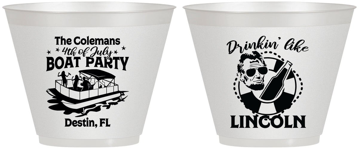 Custom 4th Of July 9 oz Wine Frosted Cups - Drinkin Like Lincoln | 220032