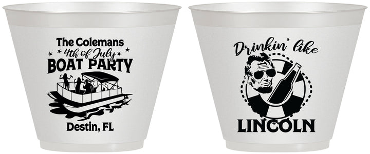 Custom 4th Of July 9 oz Wine Frosted Cups - Drinkin Like Lincoln | 220032