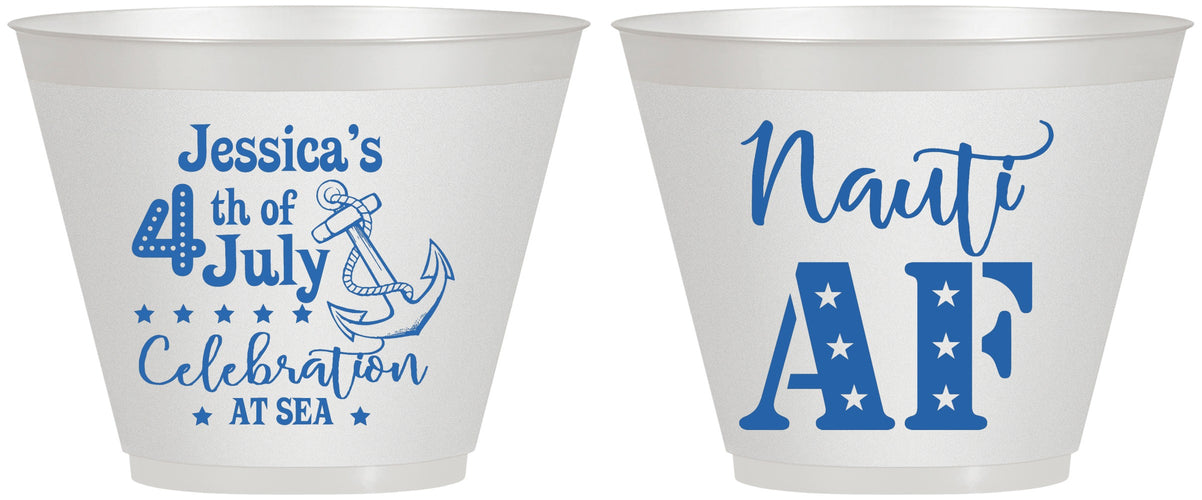 Custom 4th Of July 9 oz Wine Frosted Cups - Nautical Anchor | 220035