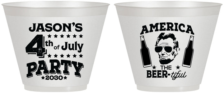 Custom 4th Of July 9 oz Wine Frosted Cups - Bbq Lincoln | 220036