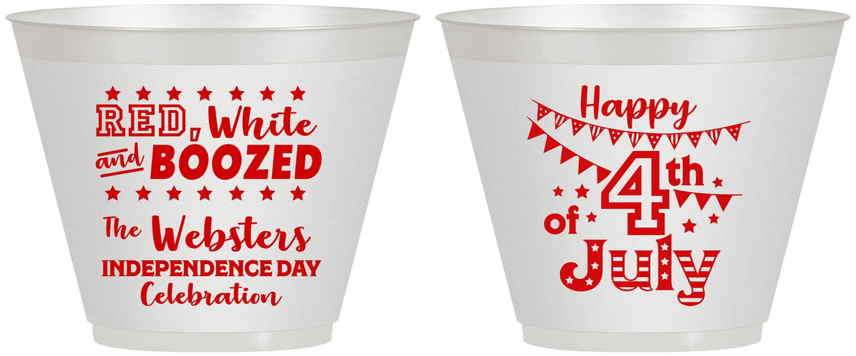 Custom 4th Of July 9 oz Wine Frosted Cups - Red White Booze | 220042