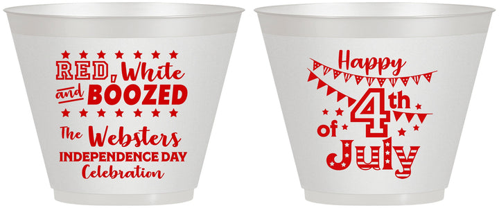 Custom 4th Of July 9 oz Wine Frosted Cups - Red White Booze | 220042