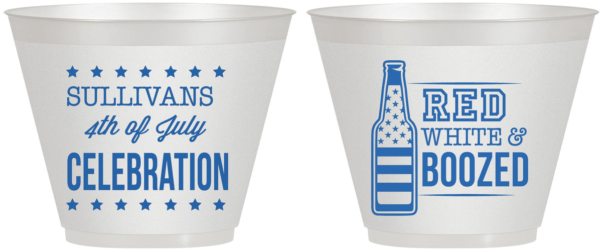 Custom 4th Of July 9 oz Wine Frosted Cups - Red White Booze | 220043