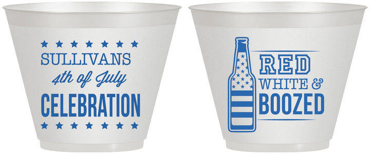 Custom 4th Of July 9 oz Wine Frosted Cups - Red White Booze | 220043