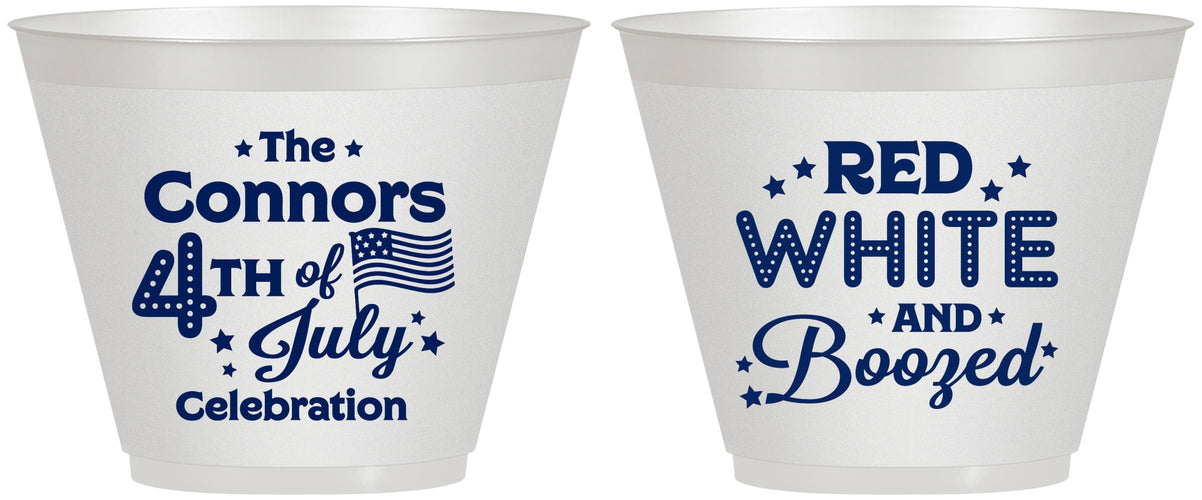 Custom 4th Of July 9 oz Wine Frosted Cups - Red White Booze | 220045