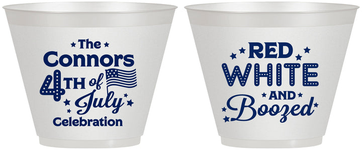 Custom 4th Of July 9 oz Wine Frosted Cups - Red White Booze | 220045
