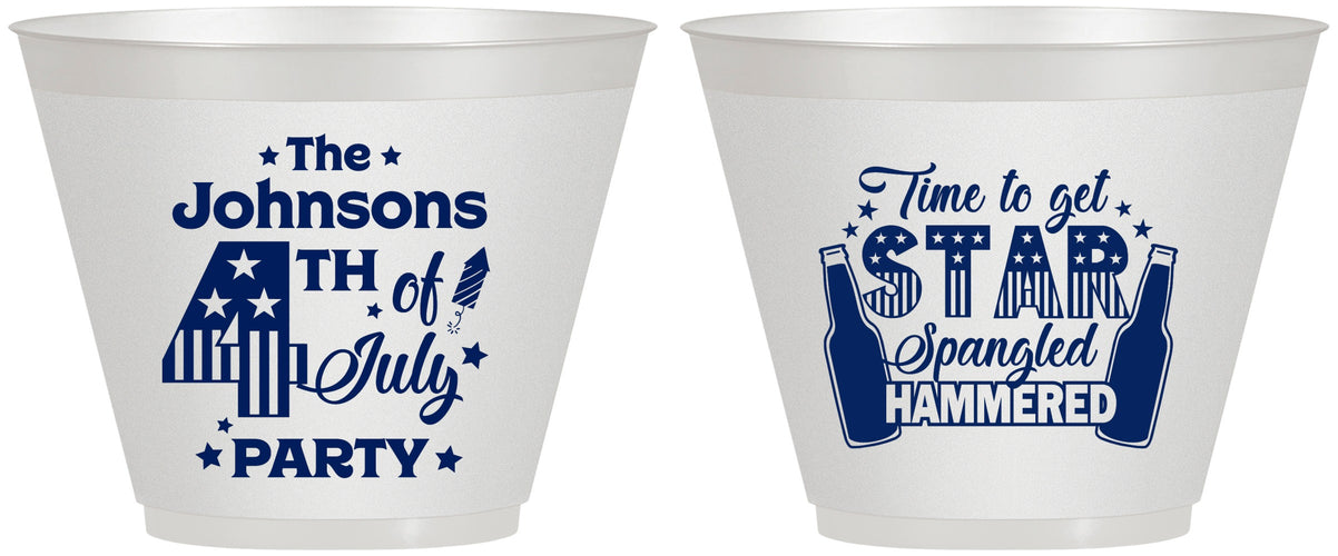 Custom 4th Of July 9 oz Wine Frosted Cups - Star Spangled Hammered | 220049