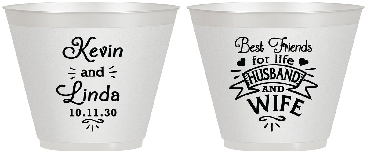 Custom Wedding 9 oz Wine Frosted Cups - Best Friends | 221
