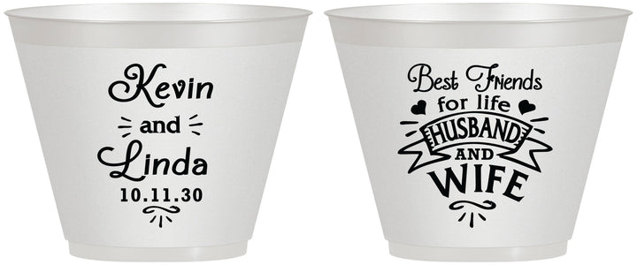 Custom Wedding 9 oz Wine Frosted Cups - Best Friends | 221
