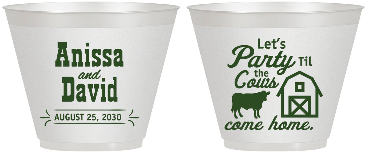 Custom Wedding 9 oz Wine Frosted Cups - Party Til The Cows Come Home | 222