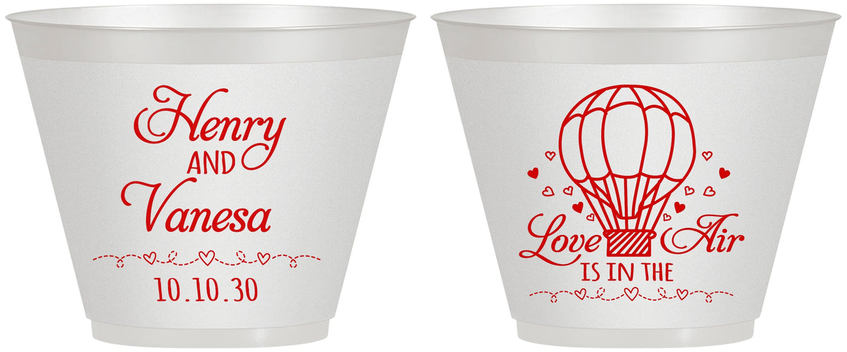 Custom Wedding 9 oz Wine Frosted Cups - Hot Air Balloon | 225