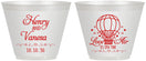 Custom Wedding 9 oz Wine Frosted Cups - Hot Air Balloon | 225