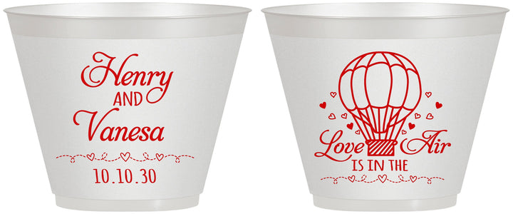 Custom Wedding 9 oz Wine Frosted Cups - Hot Air Balloon | 225