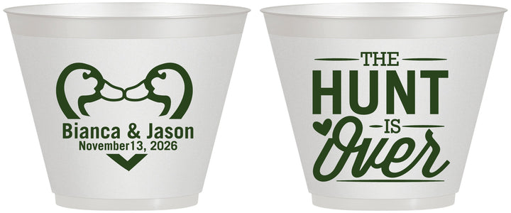 Custom Wedding 9 oz Wine Frosted Cups - The Hunt Is Over Duck | 227