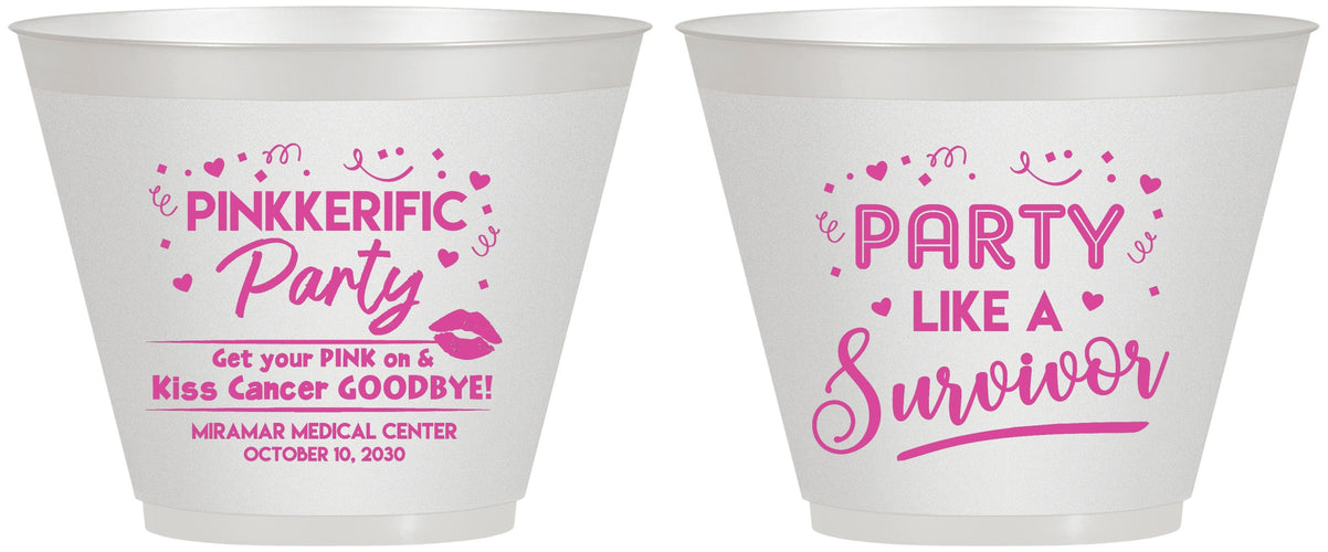 Custom Awareness 9 oz Wine Frosted Cups - Party Like A Survivor | 230003