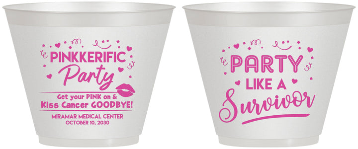 Custom Awareness 9 oz Wine Frosted Cups - Party Like A Survivor | 230003