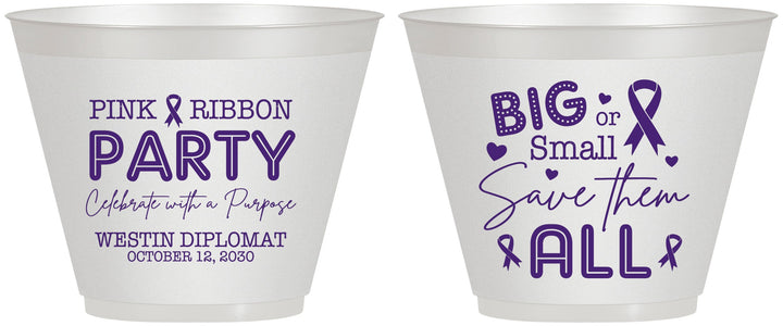 Custom Awareness 9 oz Wine Frosted Cups - Pink Ribbon | 230004