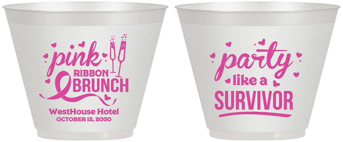 Custom Awareness 9 oz Wine Frosted Cups - Party Like A Survivor | 230005