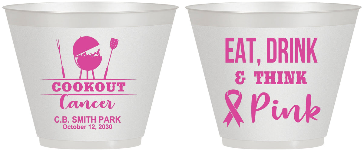 Custom Awareness 9 oz Wine Frosted Cups - Eat Drink Think Pink | 230009