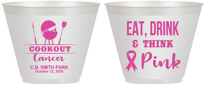 Custom Awareness 9 oz Wine Frosted Cups - Eat Drink Think Pink | 230009