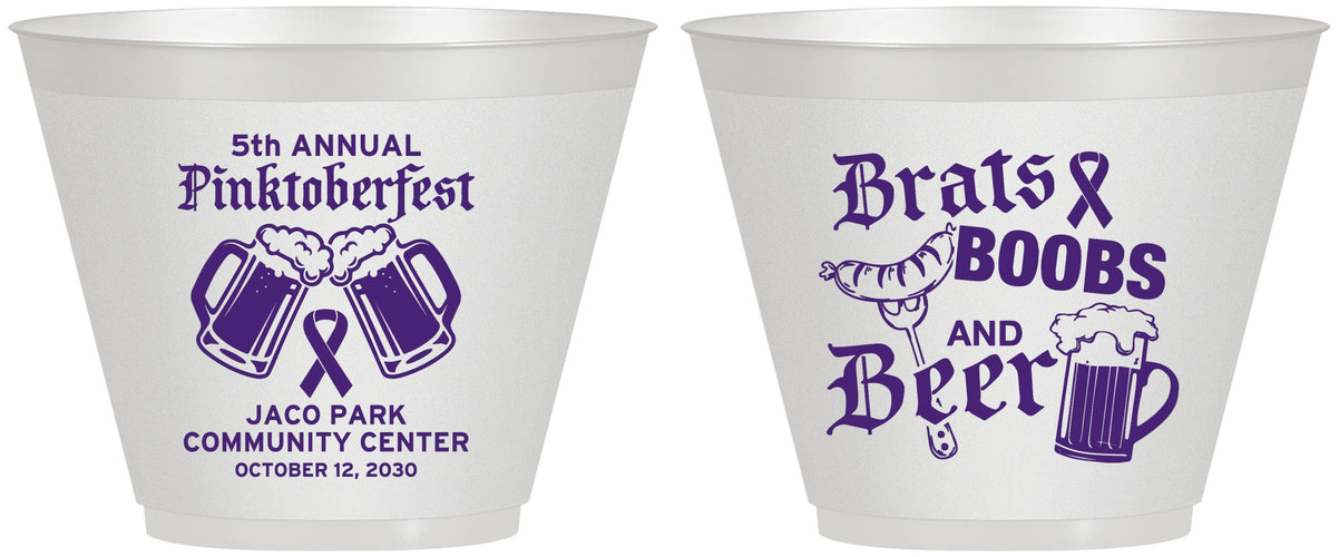 Custom Awareness 9 oz Wine Frosted Cups - Brats Boobs Beer | 230012