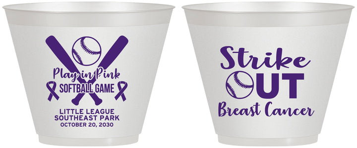 Custom Awareness 9 oz Wine Frosted Cups - Baseball Strick Out | 230016