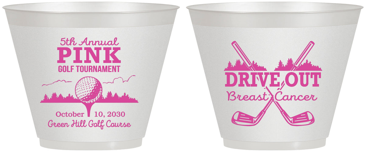 Custom Awareness 9 oz Wine Frosted Cups - Gold Drive Out | 230017