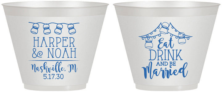 Custom Wedding 9 oz Wine Frosted Cups - Eat Drink Be Married | 235