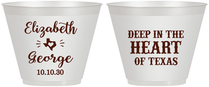 Custom Wedding 9 oz Wine Frosted Cups - Deep In The Heart Of Texas | 237