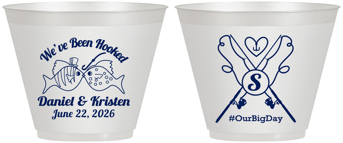 Custom Wedding 9 oz Wine Frosted Cups - Been Hooked Fishing | 238