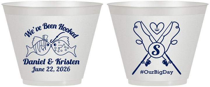 Custom Wedding 9 oz Wine Frosted Cups - Been Hooked Fishing | 238