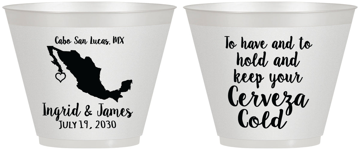 Custom Wedding 9 oz Wine Frosted Cups - Cerveza Mexico | 240