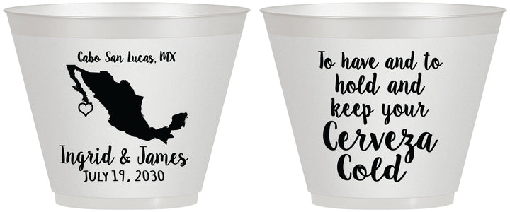Custom Wedding 9 oz Wine Frosted Cups - Cerveza Mexico | 240