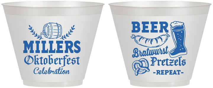 Custom Oktoberfest 9 oz Wine Frosted Cups - Bratwurst Pretzels | 240007