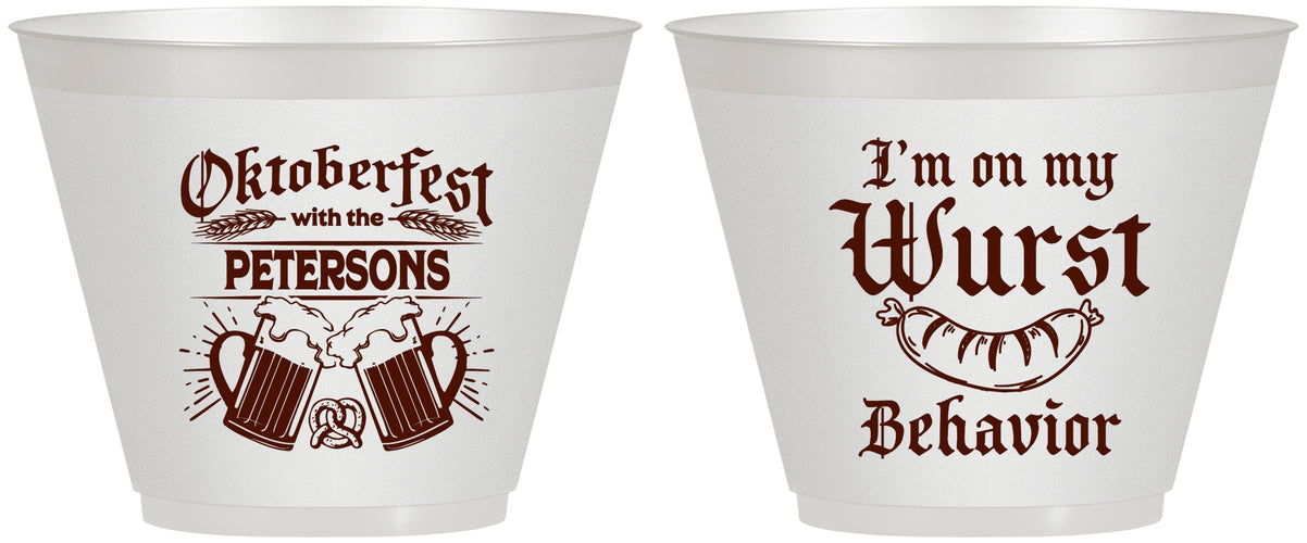 Custom Oktoberfest 9 oz Wine Frosted Cups - Wurst Behavior | 240010