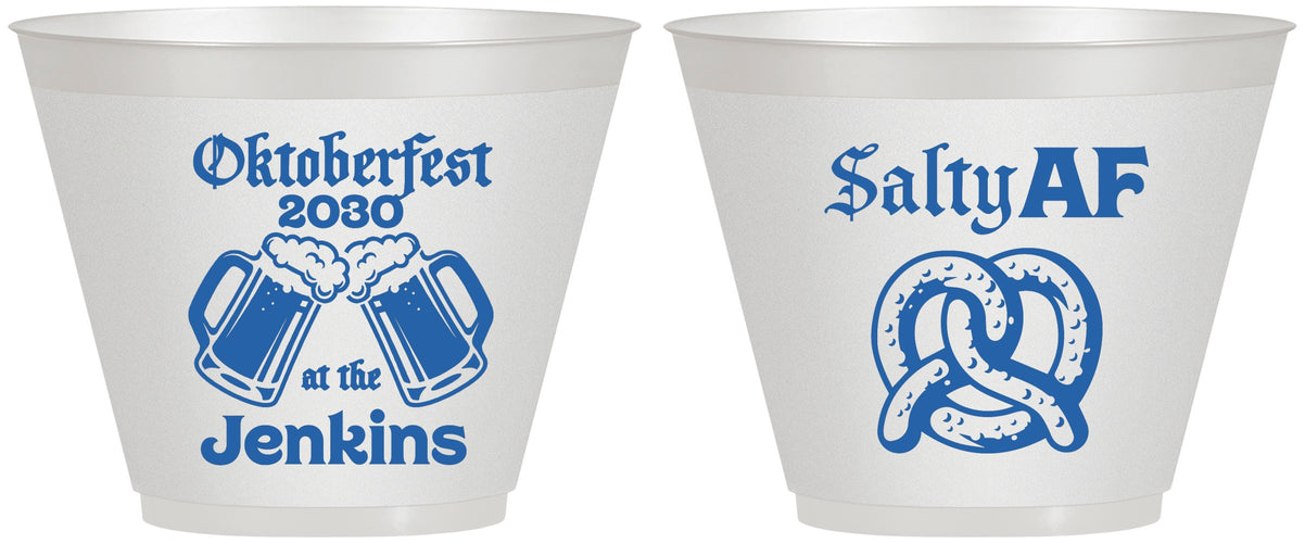 Custom Oktoberfest 9 oz Wine Frosted Cups - Pretzel Salty Af | 240015